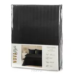 Pościel satynowa 220x200 VERA jednokolorowa gładka czarna w prążki - 2