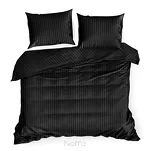 Pościel satynowa 220x200 VERA jednokolorowa gładka czarna w prążki - 3
