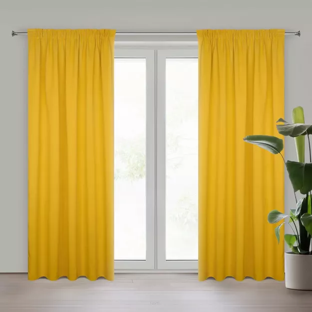 Zasłona na taśmie 135x270 PARISA zaciemniająca musztardowa jednokolorowa Design 91