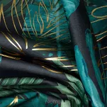 Zasłona na taśmie 140x270 DAVOS welwetowa czarna ze złotym nadrukiem egzotycznych liści - 12