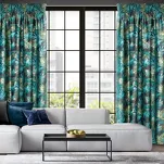 Zasłona na taśmie 140x270 DAVOS welwetowa czarna ze złotym nadrukiem egzotycznych liści - 14