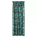 Zasłona na taśmie 140x270 DAVOS welwetowa czarna ze złotym nadrukiem egzotycznych liści - 8