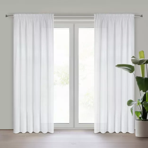 Firana na taśmie 140x270 VIOLA biała z etaminy z delikatnym połyskiem