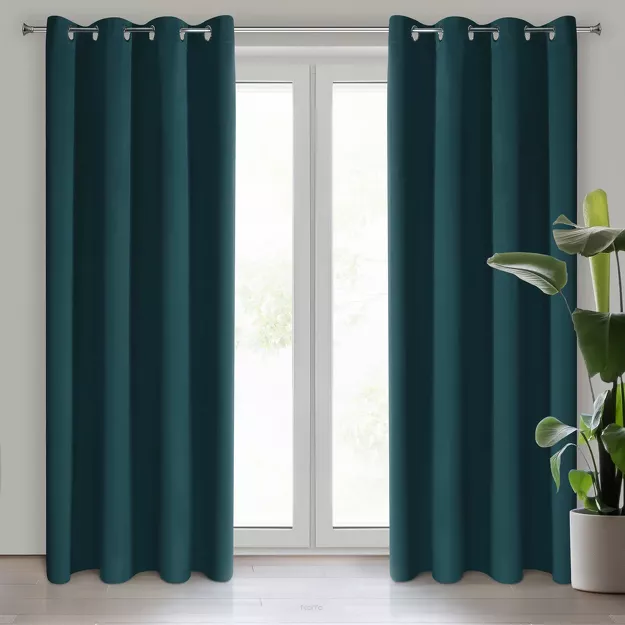 Zasłona na przelotkach 135x250 LOGAN zaciemniająca petrol jednokolorowa z półmatowej tkaniny