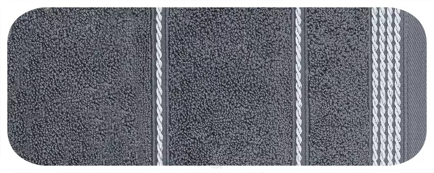 Ręcznik 30x50 MIRA grafitowy zdobiony bordiurą w pasy 500 g/m2