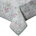 Obrus 140x180 SUMMER 7 naturalny miętowy z nadrukowanym wzorem delikatnych kwiatków - 2