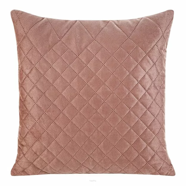 Poszewka welwetowa 40x40 LUIZ 3 różowa pikowana w geometryczny wzór Design 91