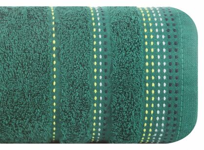 Ręcznik 30x50 POLA ciemna zieleń z kolorową bordiurą zakończoną stebnowaniem 500 g/m2