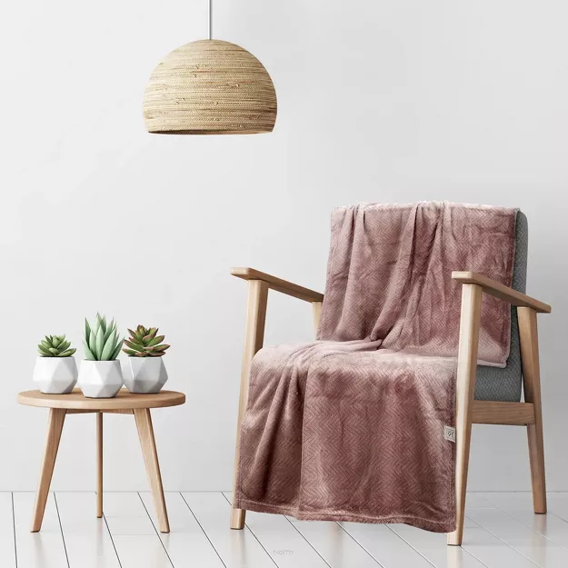 Koc na fotel 70x160 CINDY 5 ceglany puszysty w jodełkę Design 91