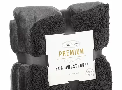 Koc jednokolorowy 170x210 TEDY stalowy imitujący buklę