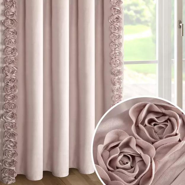 Zasłona na taśmie 140x270 ROSES 14 Eva Minge welwetowa pudrowa aplikacja róż 3D