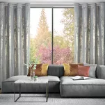 Zasłona gotowa na przelotkach 140x250 RENIA welwetowa srebrna z szampańskim przecieranym wzorem - 10