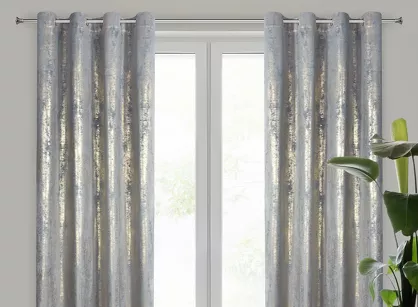 Zasłona na przelotkach 140x250 RENIA welwetowa srebrna z szampańskim przecieranym wzorem