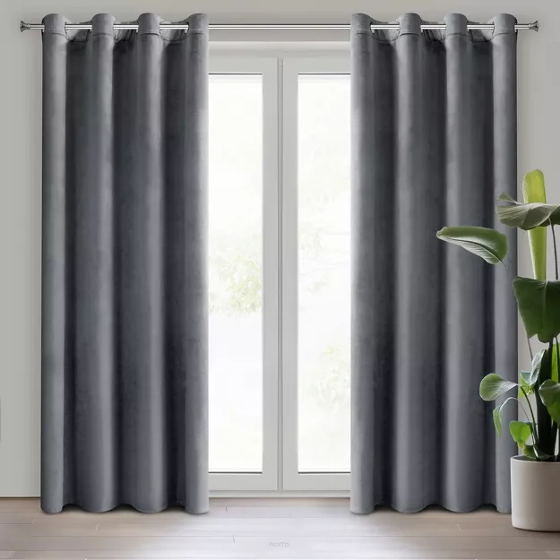Zasłona na przelotkach 140x250 ROSA welwetowa grafitowa Design 91