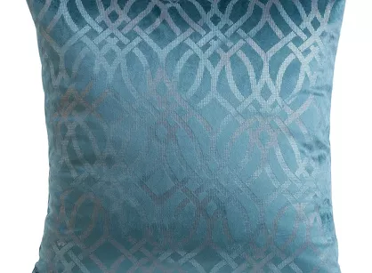 Poszewka welwetowa 40x40 ARETA ciemny niebieski ze srebrno złotym nadrukiem w stylu boho