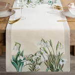 Bieżnik gobelinowy 40x100 1300 naturalny zielony z nadrukiem przebiśniegów - 4