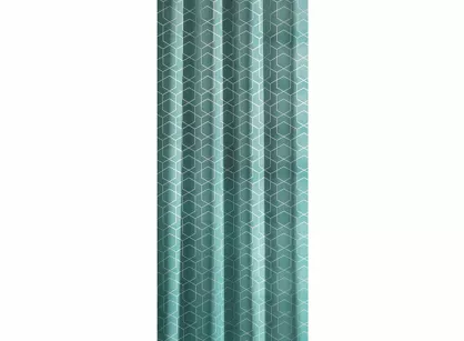 Zasłona gotowa na przelotkach 135x250 MANDI welwetowa turkusowa ze srebrnym nadrukiem