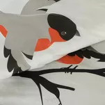 Pościel świąteczna 220x200 BERRY biała w z panelowym nadrukiem ptaszków z satyny bawełnianej - 6