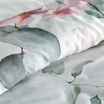 Pościel z makosatyny 160x200 JULIET biała zielona wzór kwiatowy dwustronna Premium - 3