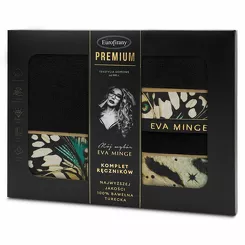 Komplet ręczników EVA 15 Eva Minge czarne z designerskim wzorem w motyle z kolekcji Premium