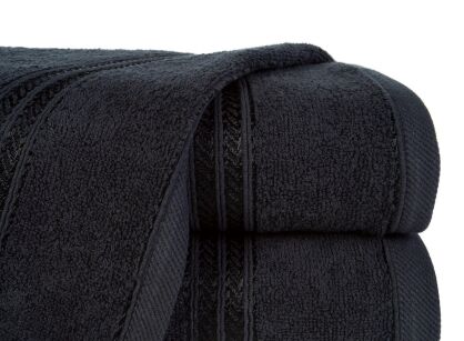Ręcznik bawełniany 30x50 LORI czarny z delikatną bordiurą z błyszczącą nicią 