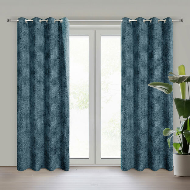 Zasłona na przelotkach 135x250 ALETA granatowa jednokolorowa z szenilu