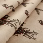 Obrus świąteczny 140x220 MELODY beżowo brązowy bawełniany w świąteczny wzór - 2