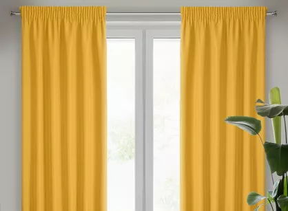 Zasłona na taśmie 140x270 RITA jednokolorowa musztardowa z miękkiej tkaniny