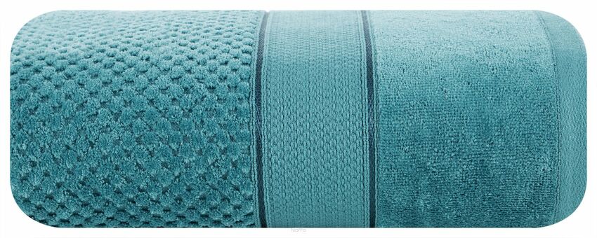 Ręcznik bawełniany 30x50 JESSI turkusowy z fakturą krateczki i gładką welurową bordiurą
