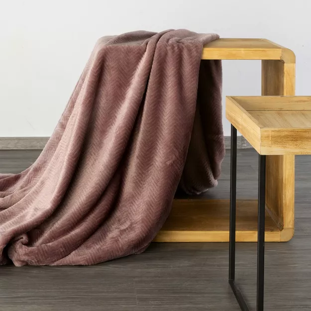 Koc na fotel 70x160 CINDY 5 ceglany puszysty w jodełkę Design 91