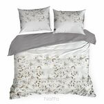 Pościel satynowa 140x200 SPRING 106 biała popielata wzór kwiatów - 5