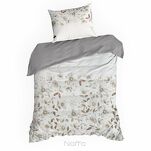 Pościel satynowa 140x200 SPRING 106 biała popielata wzór kwiatów - 6