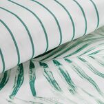 Pościel satynowa 160x200 RAYA 3 biała miętowa egzotyczne liście - 3