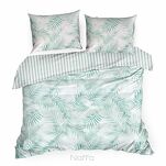 Pościel satynowa 160x200 RAYA 3 biała miętowa egzotyczne liście - 6