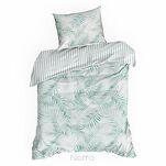 Pościel satynowa 160x200 RAYA 3 biała miętowa egzotyczne liście - 5