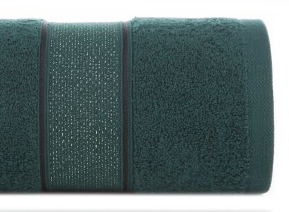 Ręcznik bawełniany 30x50 LIANA ciemna zieleń zdobiony bordiurą z błyszczącą nicią