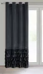 Zasłona na przelotkach 140x250 CARLI welwetowa czarna jednokolorowa zdobiona w dolnej części falbanami z paskiem cyrkonii - 5