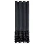 Zasłona na przelotkach 140x250 CARLI welwetowa czarna jednokolorowa zdobiona w dolnej części falbanami z paskiem cyrkonii - 10