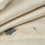 Koc 150x200 MILA kremowy z wzorem lecących żurawi z kolekcji Premium - 5