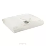 Koc 150x200 MILA kremowy z wzorem lecących żurawi z kolekcji Premium - 3