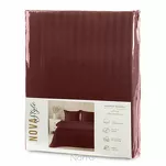 Pościel satynowa 160x200 VERA jednokolorowa gładka burgundowa w prążki - 8