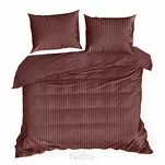 Pościel satynowa 160x200 VERA jednokolorowa gładka burgundowa w prążki - 7