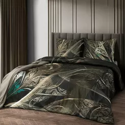 Pościel z makosatyny 220x200 SOREIA Eva Minge czarna kremowa designerski wzór