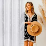 Firana na przelotkach 140x250 ELSI biała ze srebrnym geometrycznym nadrukiem - 8