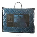 Narzuta welwetowa 170x210 MUSA 2 granatowa pikowana ze złotym nadrukiem liści bananowca Limited Collection - 2