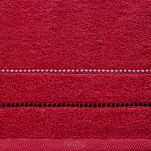 Ręcznik 70x140 SUZI czerwony z kontrastującą stebnowaną bordiurą w delikatne paseczki 500 g/m2 - 2