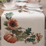 Bieżnik gobelinowy 45x140 1220 naturalny z nadrukiem pomarańczowych dyni i słoneczników - 7