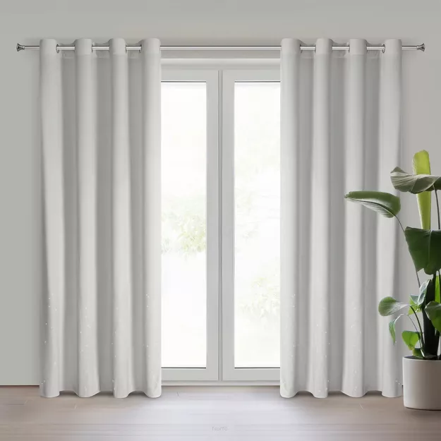 Zasłona na przelotkach 140x250 ARIADNA welwetowa biała zdobiona diamencikami