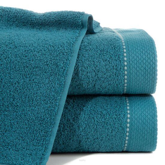 Ręcznik bawełniany 70x140 DAISY turkusowy z bordiurą z kontrastowym przeszyciem