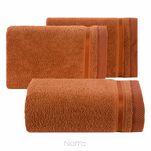 Ręcznik 100x150 ABBIE pomarańczowy  z żakardową błyszczącą bordiurą w pasy z delikatną krateczką 500 g/m2 - 4